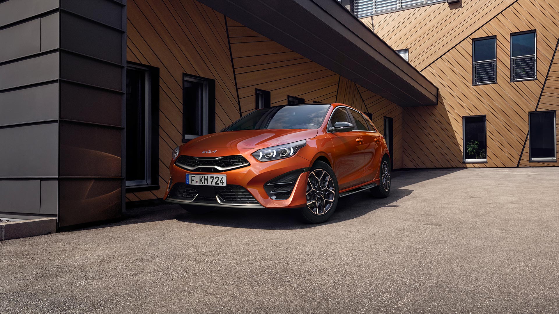 Kia Ceed, Fontansicht, Fahrerseite, Rot